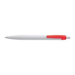 White plastic ball pen with coloured clip
