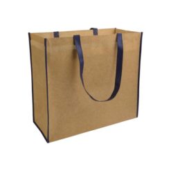 Not woven laminated shopping bag with long colored handles and gusset Not woven laminated shopping bag with long colored handles and gusset