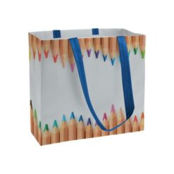 Non-woven shopping bag, long handles and gusset with themed printing