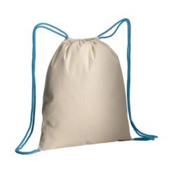 Natural cotton drawstring backpack with colored corners