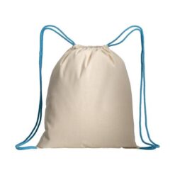 Natural cotton drawstring backpack with colored corners