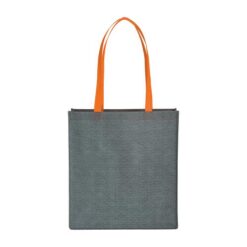 Not woven shopping bag printed with jeans-effect,with long handles and gusset