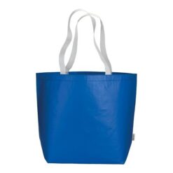 Recycled Pet (R-PET) laminated shopping bag with gusset at the base-long polyester handles
