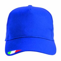 5 panels cotton baseball cap with tricolour italian flag embroidery