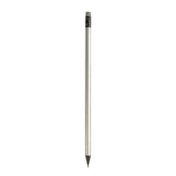 Sharpened HB pencil, round shape with eraser