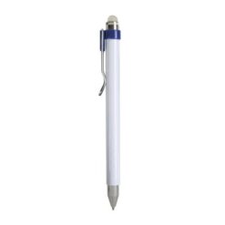 Plastic push botton pen with eraseable ink, rubber and metal clip