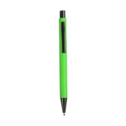 Plastic push botton pen with rubber and metal clip