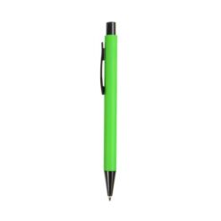 Plastic push botton pen with rubber and metal clip
