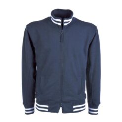 Long zipper sweatshirt with pockets and contrasting double stripe piping