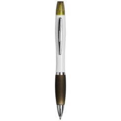 Curvy ballpoint pen with highlighter