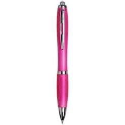 Curvy ballpoint pen with frosted barrel and grip
