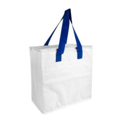 Laminated PP cooler bag 120 g/m2, coloured handles, zipper closure Laminated PP cooler bag 120 g/m2, coloured handles, zipper closure