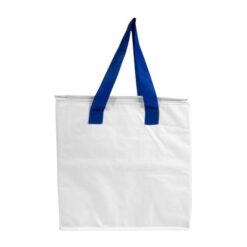 Laminated PP cooler bag 120 g/m2, coloured handles, zipper closure