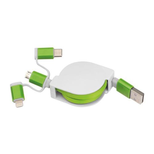 Extendable charging cable with 3 plugs Extendable charging cable with 3 plugs