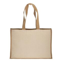 280 g/m2 cotton shopping bag with jute details, long handles and gusset