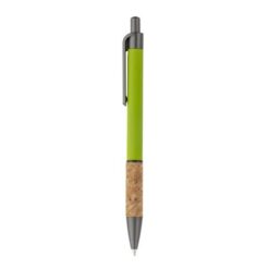 Aluminum pen with cork handle, burnished clip, top and tip