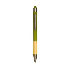Push button aluminium ball pen with bamboo handle and color touch Push button aluminium ball pen with bamboo handle and color touch