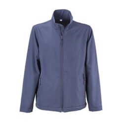Softshell jacket with fleece interior, two side pockets and zipper closure.