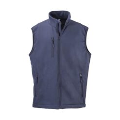 Softshell vest with fleece interior, two side pockets and one chest pocket, zipper closure