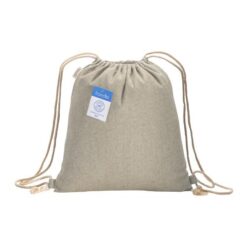 280 gr/m2 recycled cotton melange-effect backpack with drawstring choke closure attached