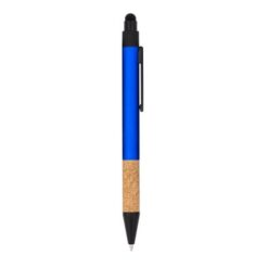 Recycled aluminium snap pen with cork grip and touchscreen