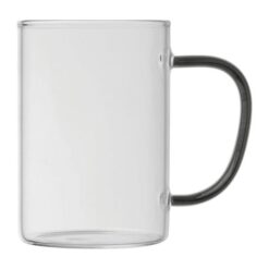 glass mug with coloured handle