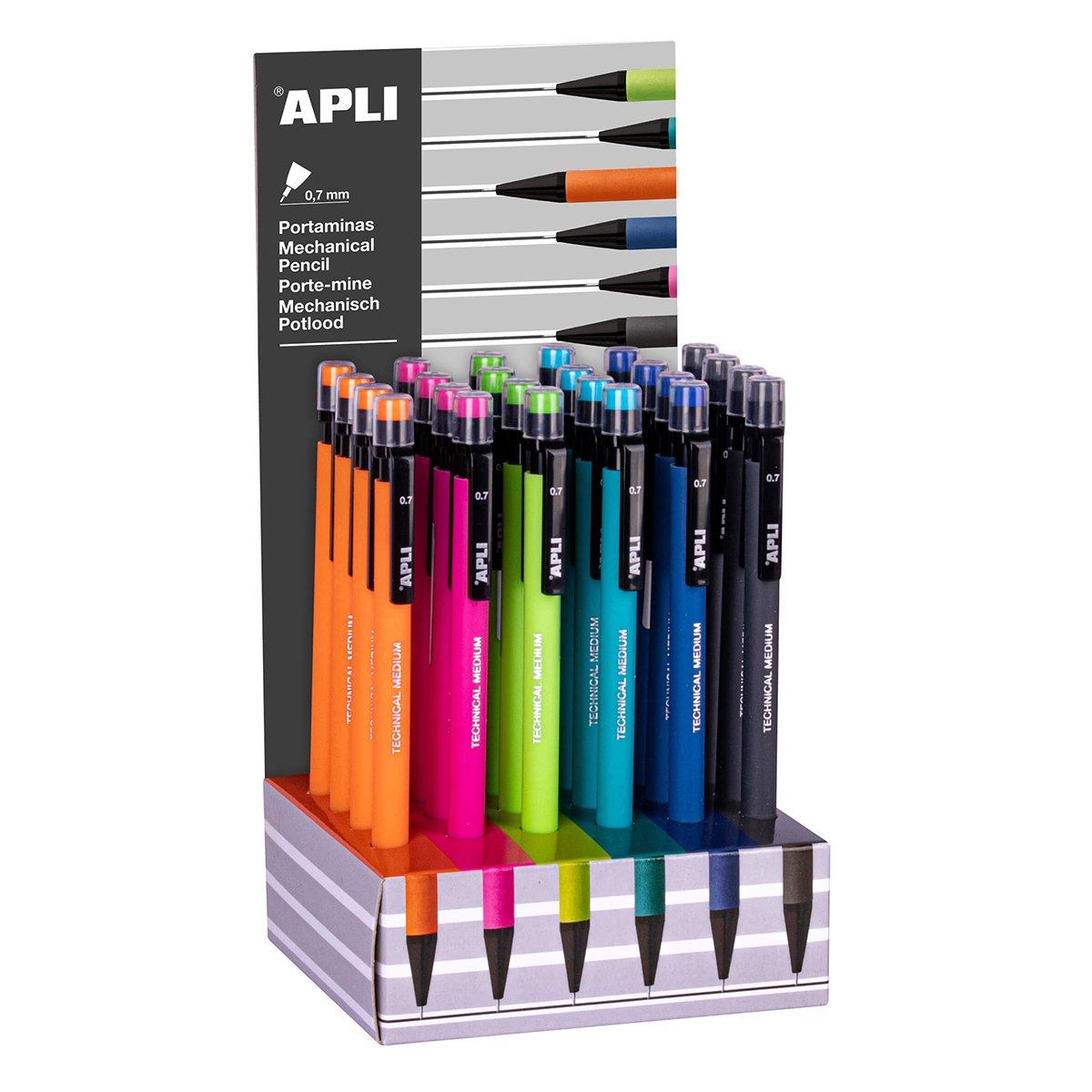 Display creioane mecanice 0.7 mm Apli, 24 bucati/set Display creioane mecanice 0.7 mm Apli, 24 bucati/set