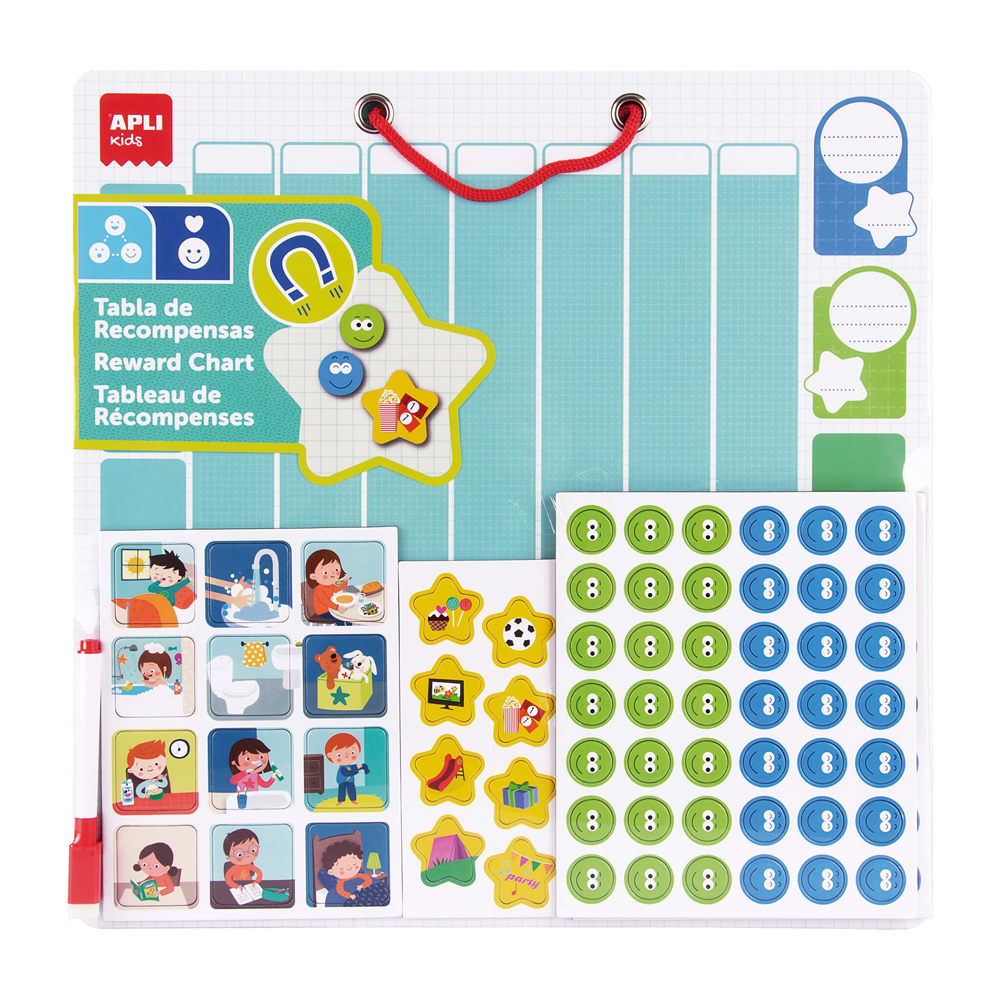 Set tabla magnetica Apli, recompense, 104 piese, 1 marker Set tabla magnetica Apli, recompense, 104 piese, 1 marker