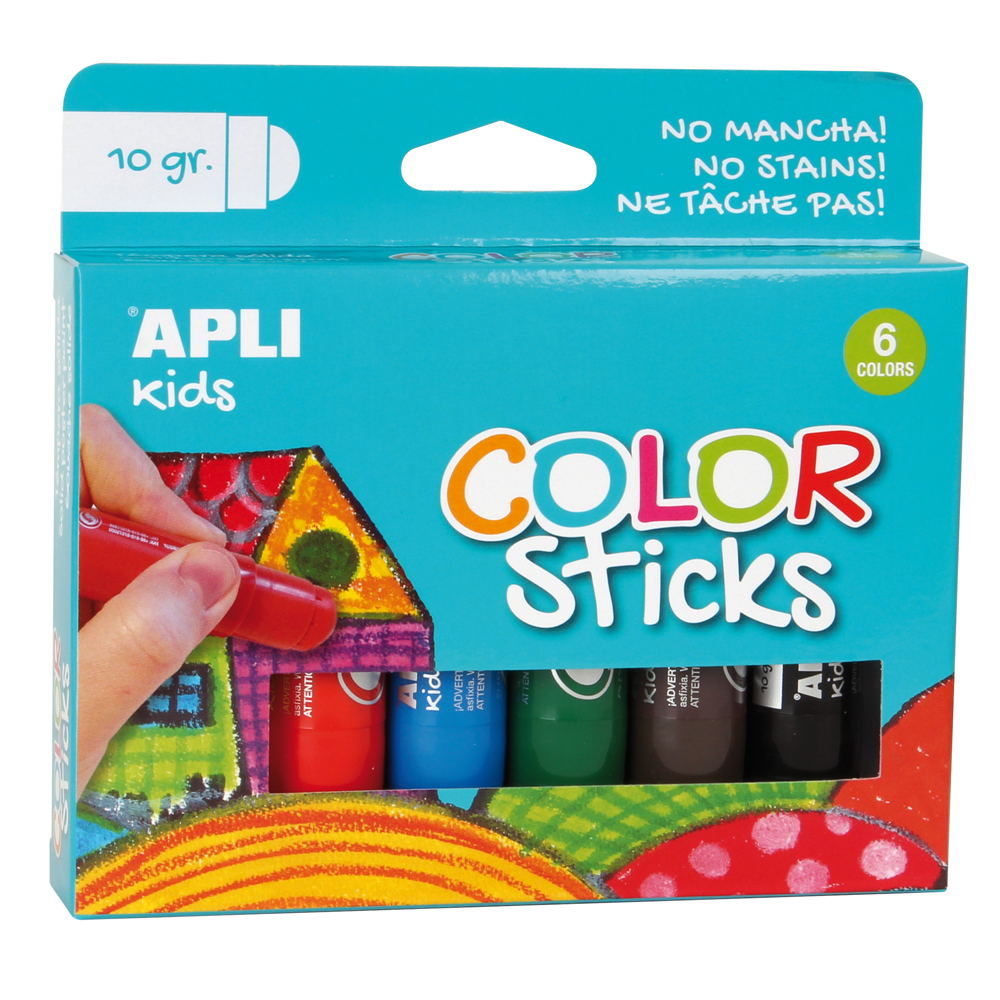 Tempera solida colorata Apli, 10 g, 6 culori asortate Tempera solida colorata Apli, 10 g, 6 culori asortate