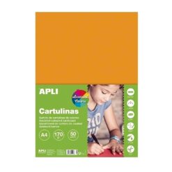 Carton colorat Apli, format A4, 50 file, 5 culori intense