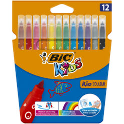 Markere lavabile Bic Kid Couleur, 12 culori/set