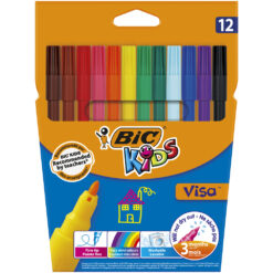 Markere lavabile Bic Visa, 12 culori/set