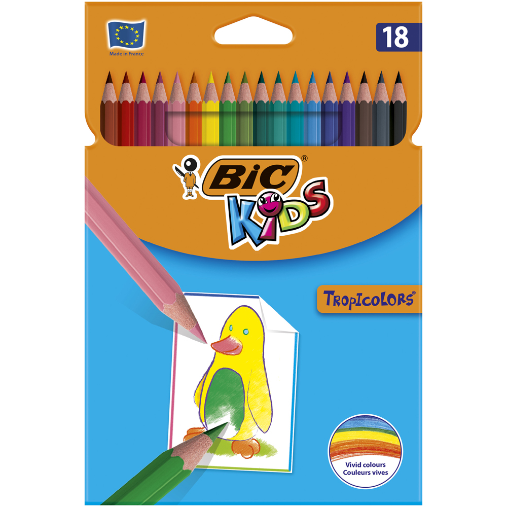 Creioane colorate Bic Tropicolors, 18 culori/set Creioane colorate Bic Tropicolors, 18 culori/set