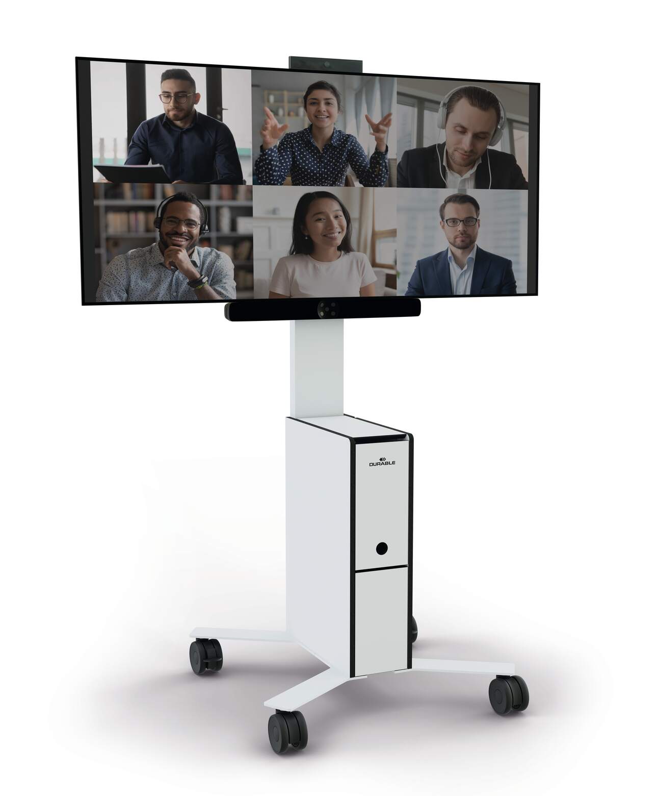 Stand mobil Durable Coworksation, pentru TV, alb Stand mobil Durable Coworksation, pentru TV, alb