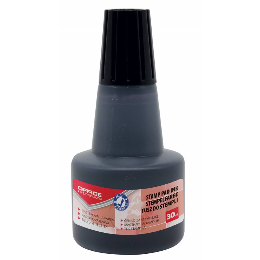 Tus fara ulei pentru stampila automata, de cauciuc Office Products, 30 ml, negru Tus fara ulei pentru stampila automata, de cauciuc Office Products, 30 ml, negru