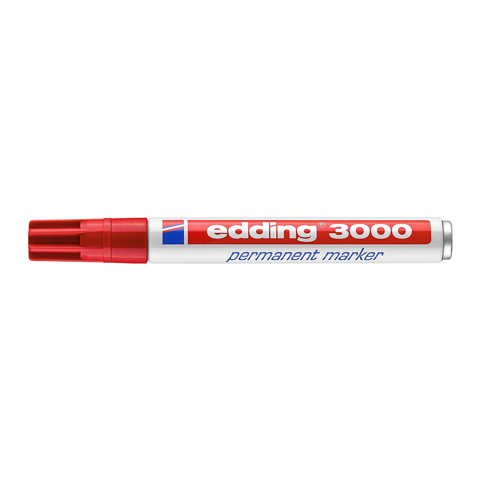Marker permanent Edding 3000, varf 1.5-3 mm, rosu Marker permanent Edding 3000, varf 1.5-3 mm, rosu
