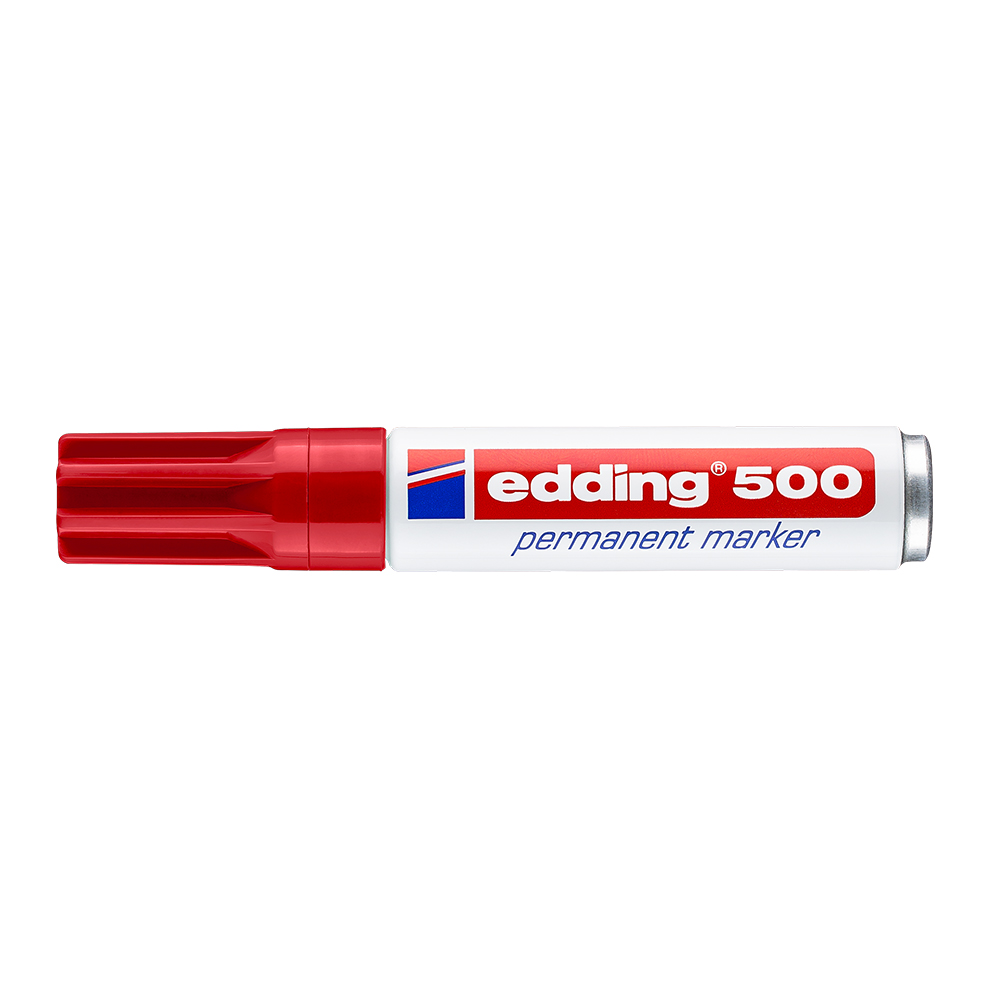 Marker permanent Edding 500, corp metalic, varf retezat 2-7 mm, rosu Marker permanent Edding 500, corp metalic, varf retezat 2-7 mm, rosu