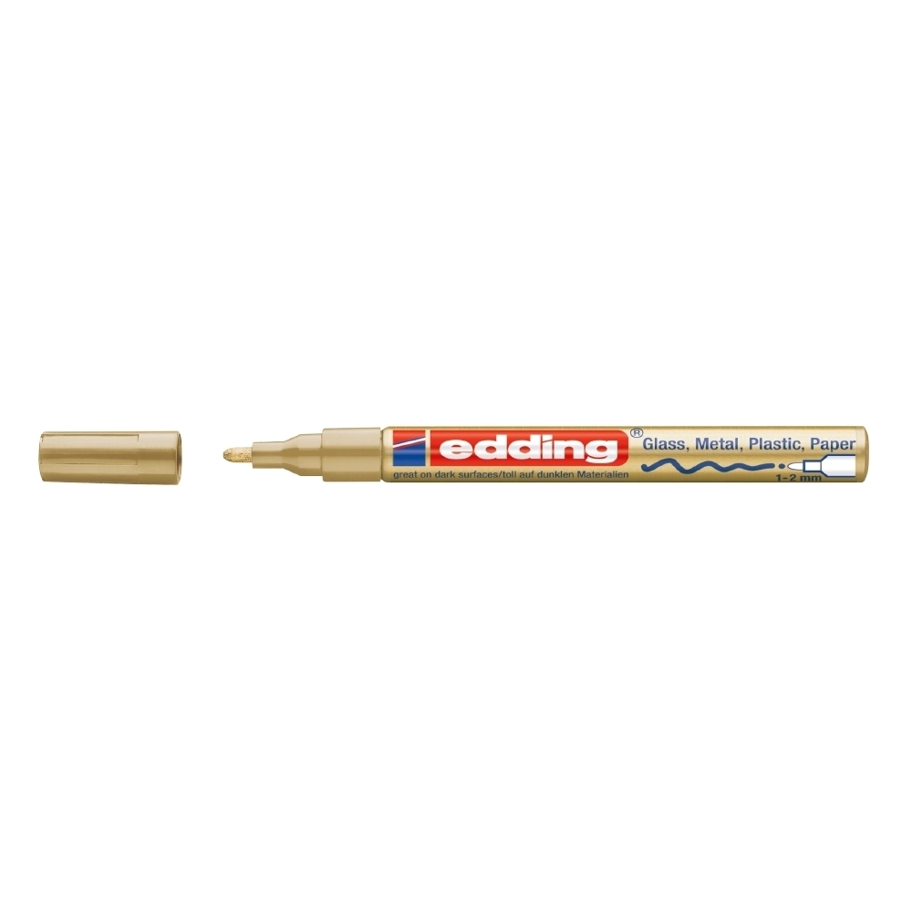 Marker permanent Edding 751 cu vopsea, corp metalic, varf rotund, 1-2 mm, auriu Marker permanent Edding 751 cu vopsea, corp metalic, varf rotund, 1-2 mm, auriu
