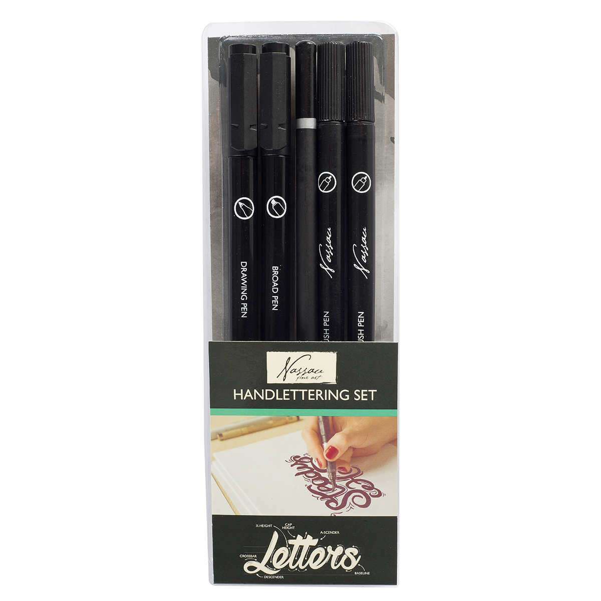 Set 4 markere si creion Nassau Fine Art Handlettering Set 4 markere si creion Nassau Fine Art Handlettering