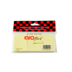Notite adezive EVOffice, 51 x 38 mm, 100 file, galben, 3 bucati/set