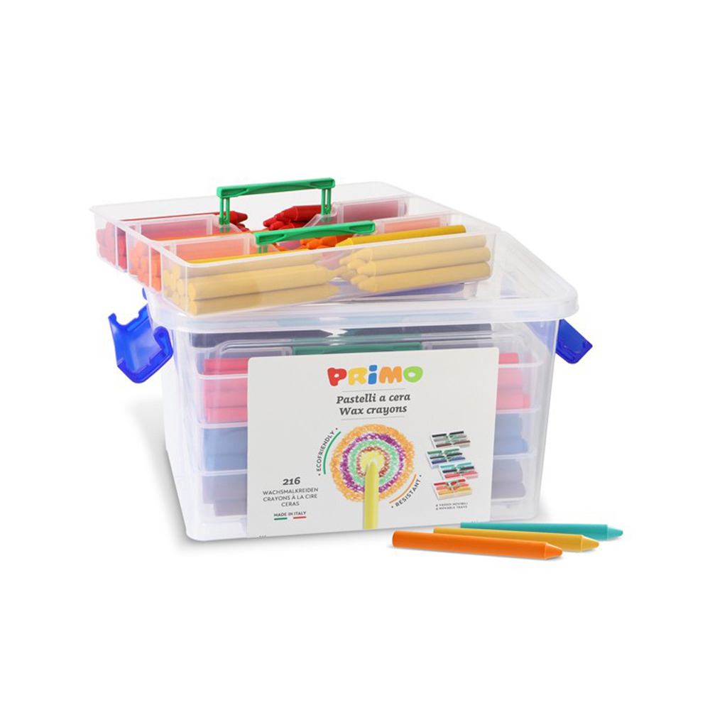 Set 216 creioane cerate Morocolor Primo, 12 culori in cutie de plastic Set 216 creioane cerate Morocolor Primo, 12 culori in cutie de plastic