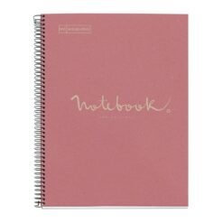 Caiet reciclat Miquelrius ECOPINK Emotions, cu spira, A4, dictando, 80 file, roz