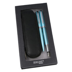 Set Online, stilou si pix eleganza, turcoaz satin