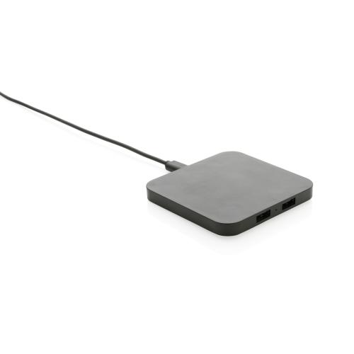 RCS recycled plastic 10W Wireless charger with USB Ports RCS recycled plastic 10W Wireless charger with USB Ports