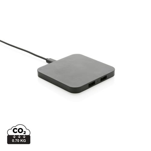 RCS recycled plastic 10W Wireless charger with USB Ports RCS recycled plastic 10W Wireless charger with USB Ports