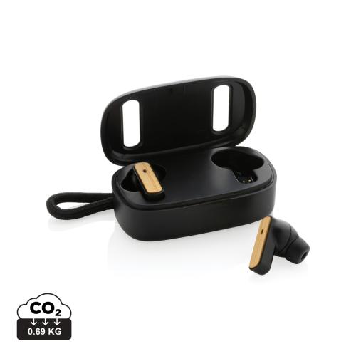 RCS recycled plastic & bamboo TWS earbuds RCS recycled plastic & bamboo TWS earbuds