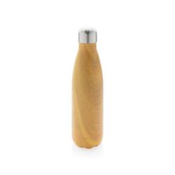 Vacuum insulated stainless steel bottle with wood print