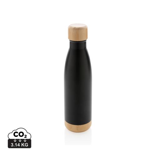 Vacuum stainless steel bottle with bamboo lid and bottom Vacuum stainless steel bottle with bamboo lid and bottom
