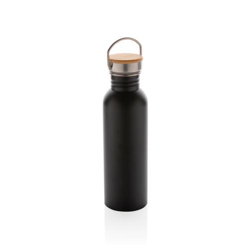 Modern stainless steel bottle with bamboo lid Modern stainless steel bottle with bamboo lid