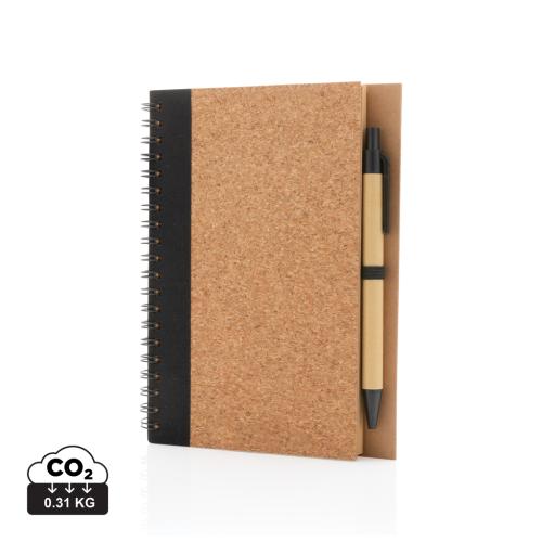 Cork spiral notebook with pen Cork spiral notebook with pen